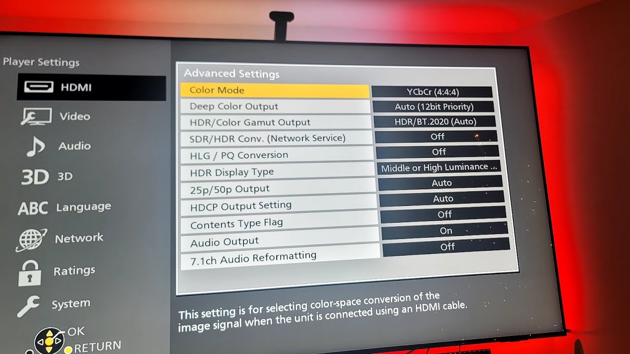 Настройки Blu-Ray проигрывателя Panasonic DP-UB9000P1K