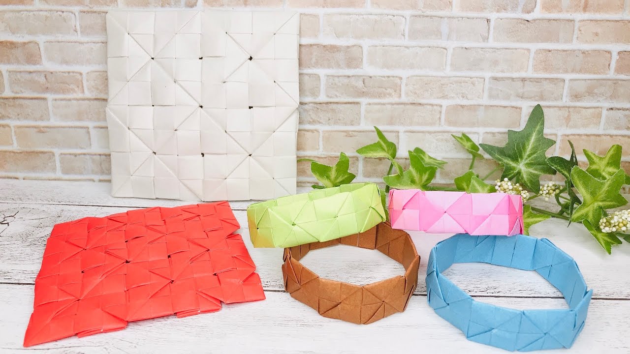 【折り紙 ユニット】コースターとブレスレットを作ってみた！/How to make a coaster and bracelet with the same parts！Papercraft