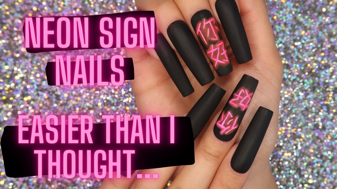 NEON SIGN NAILS | Easy Chinese Character Neon Sign Inspired Nails