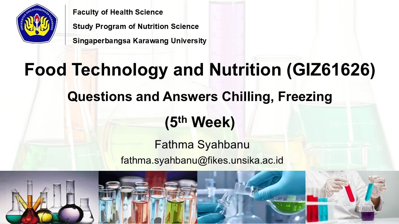 Teknologi Pangan dan Gizi I Pembahasan Lanjutan Topik Pendinginan dan Pembekuan