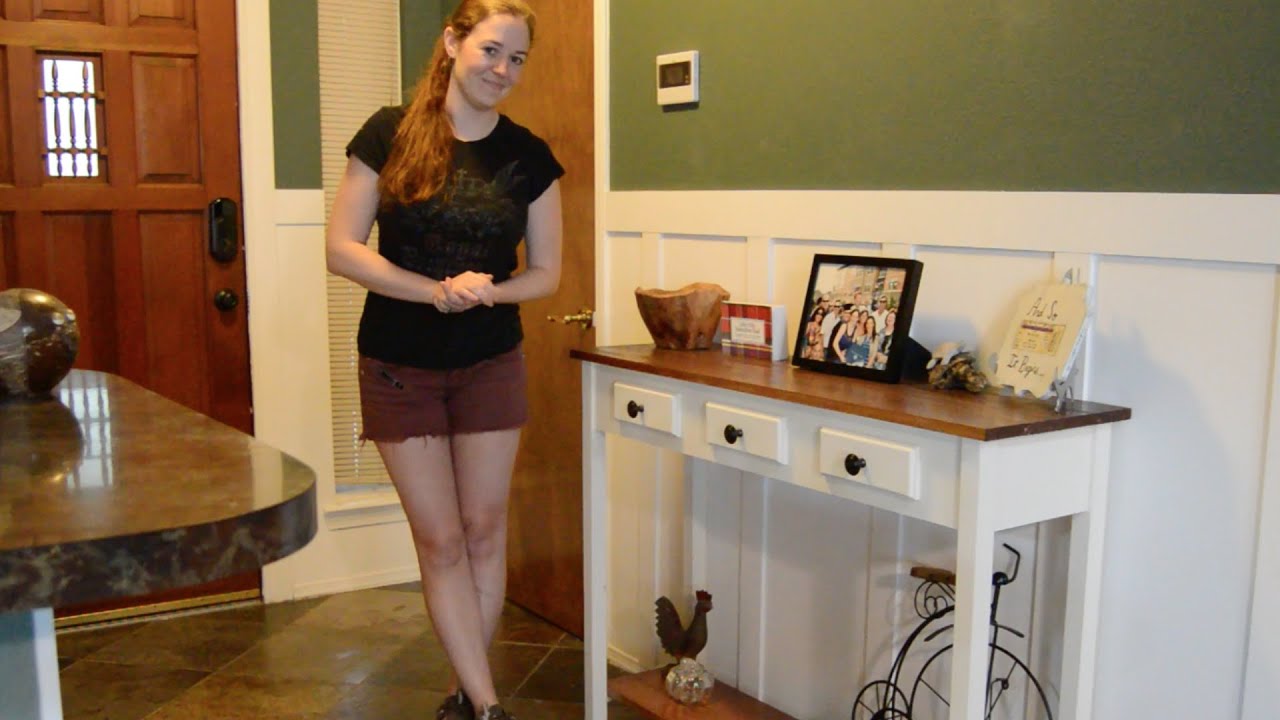 DIY Entryway Table with Faux Drawers