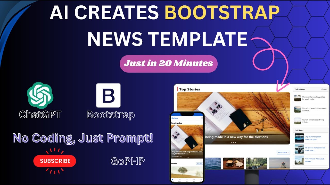 ИИ создаёт шаблон новостей Bootstrap | Никакого кодирования, только подсказки! (Полное руководств...