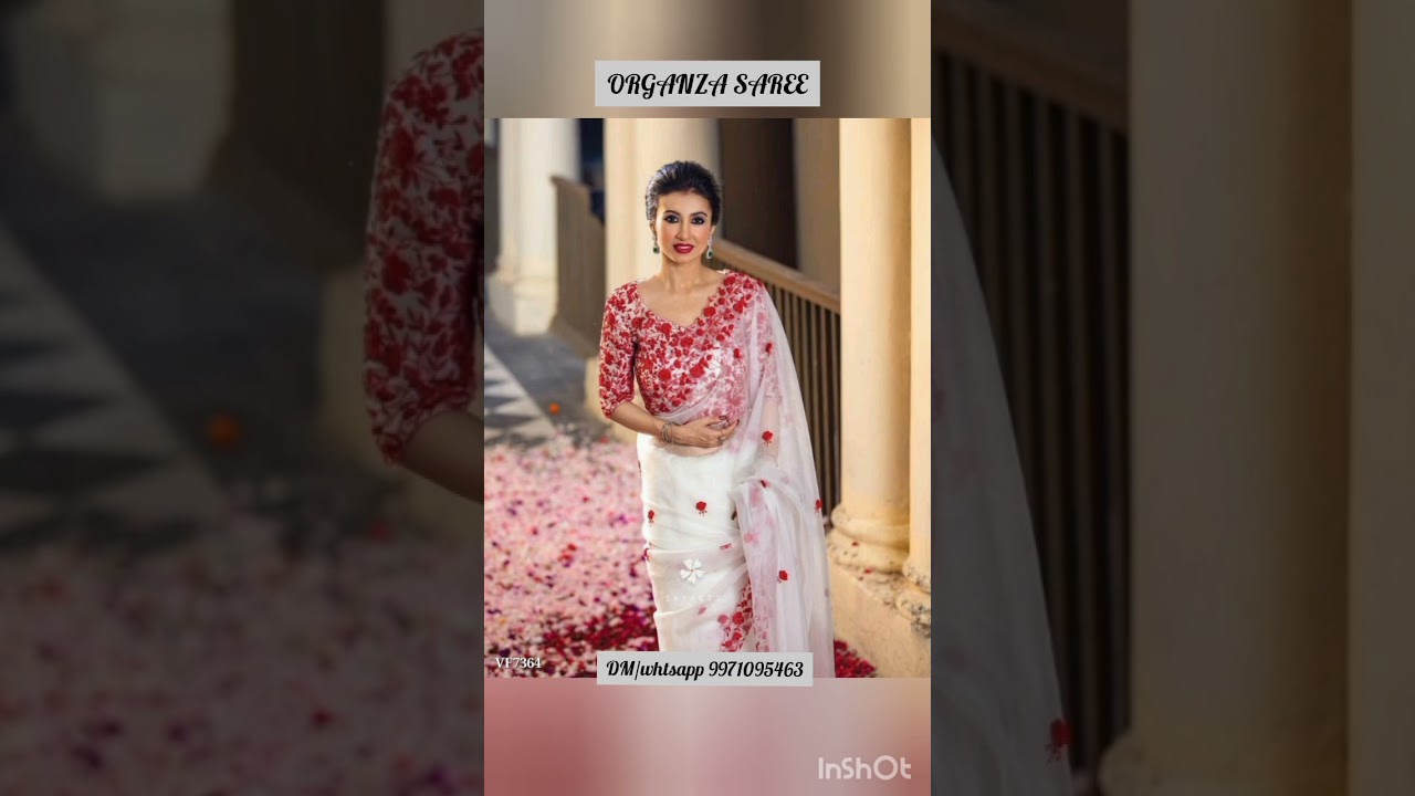 Red & White Organza Saree #organzasilksaree #Diwali2022