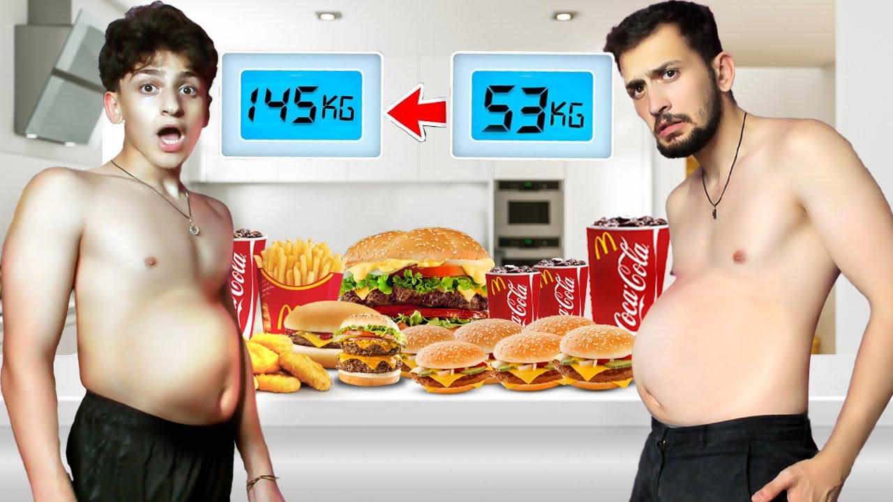 تحدي اكثر واحد يزيد وزنه بساعه يفوز ضد اخوي الصغير عبسي !! صرت 100 كيلو 😭😱