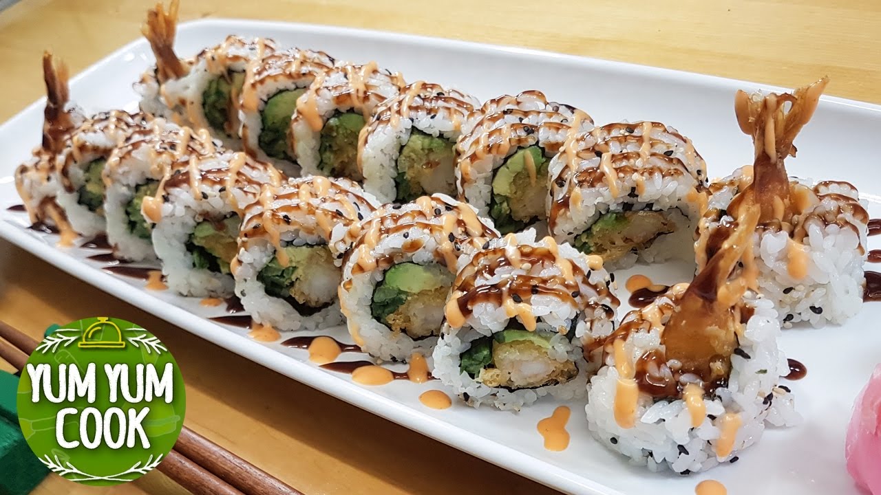 Deep Fried Shrimp Sushi Roll with White Rice | YumYumCook 새우를 튀겨서 롤김밥안에 넣어서 먹으면 찐맛#캐나다 아빠의 아이 간식 래시피