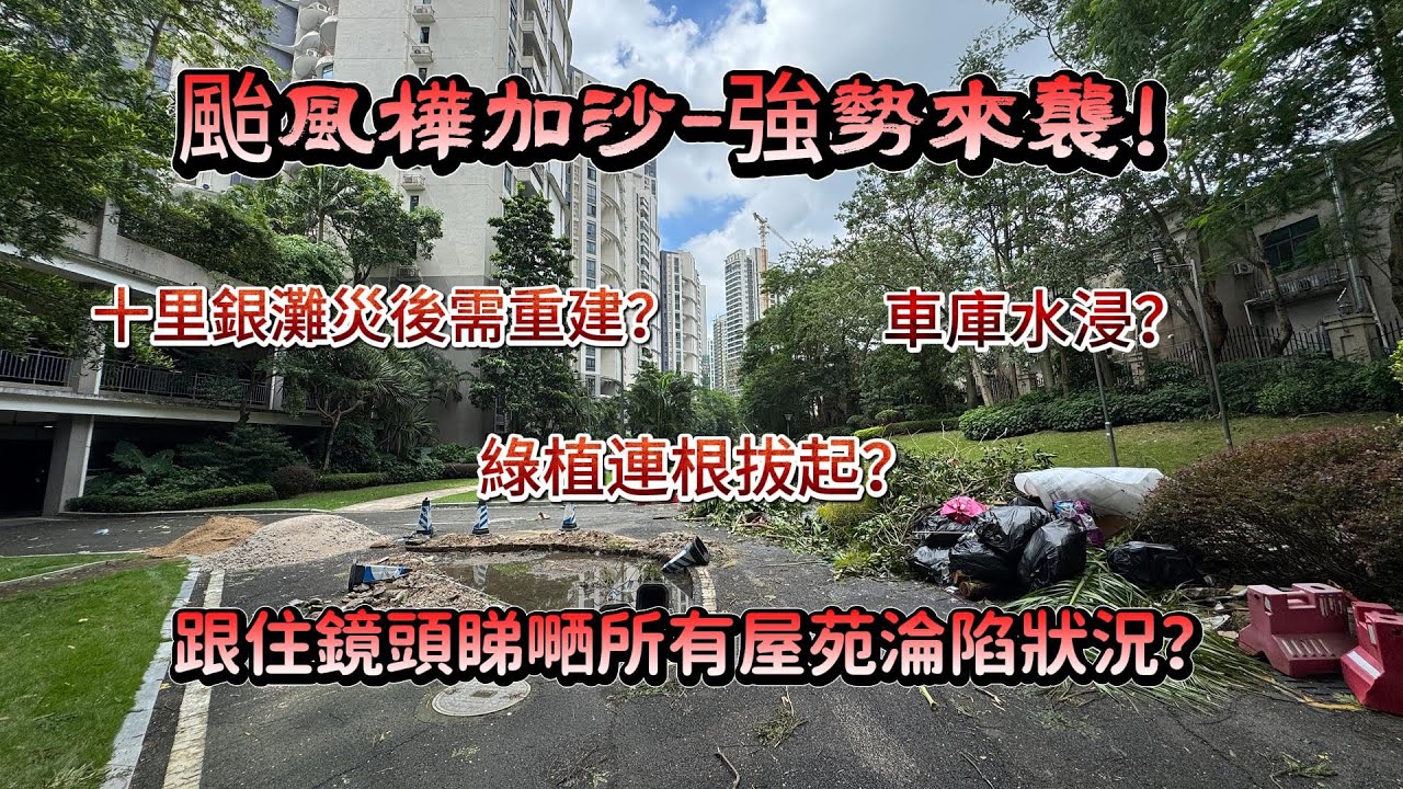 惠州十里銀灘颱風樺加沙災後情況！需重建？車庫水浸？綠植連根拔起？跟住鏡頭睇嗮所有屋苑淪陷狀況！#惠州房產#realestate#十里銀灘#房地產#退休