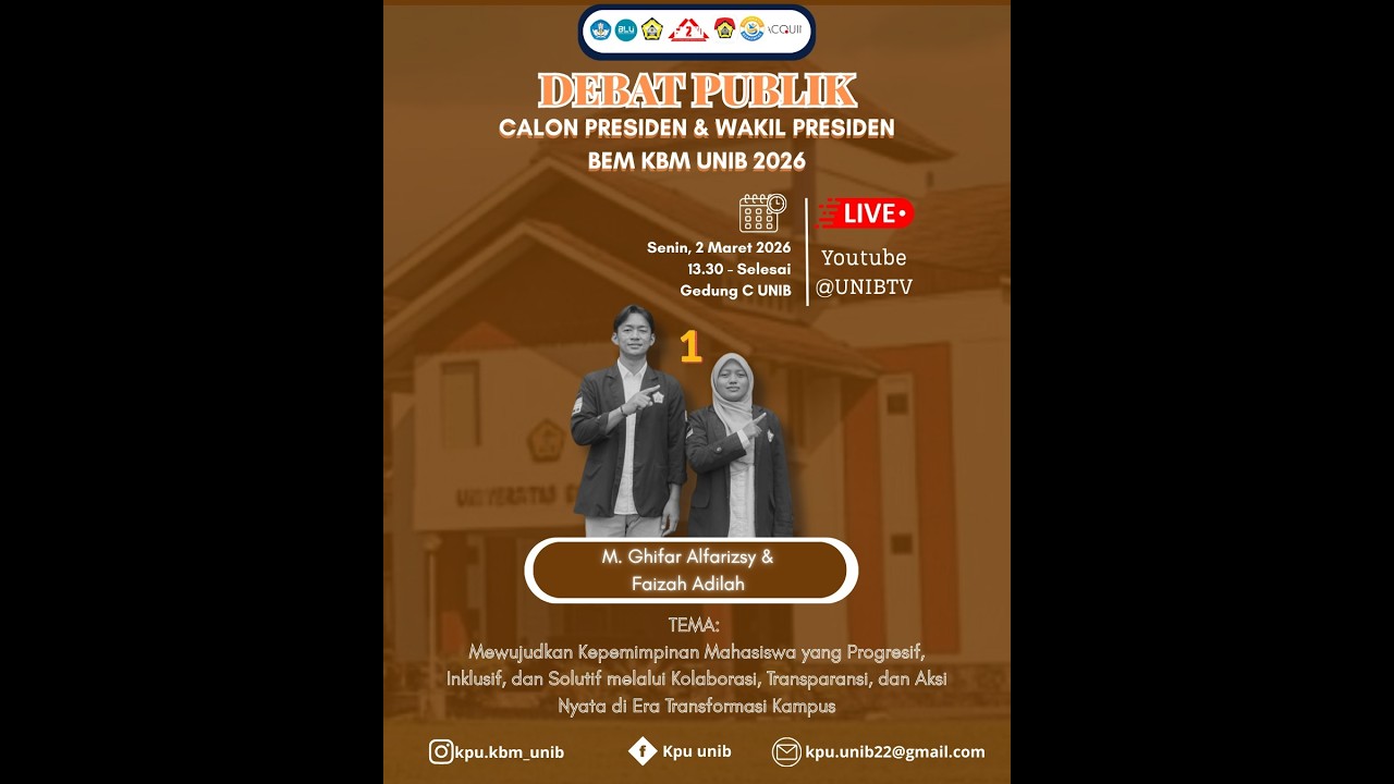 LIVE | DEBAT PUBLIK CALON PRESIDEN DAN WAKIL PRESIDEN KBM UNIVERSITAS BENGKULU | 02 MARET 2026 |