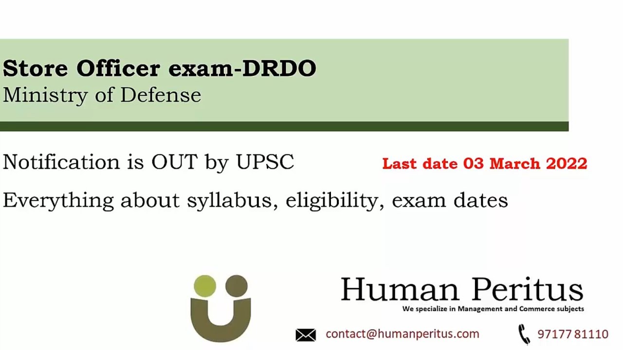 Store Officer DRDO- New notification 2022