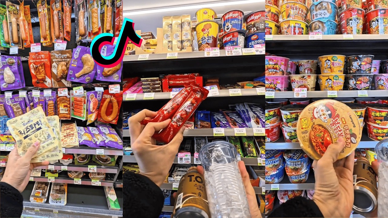 Korean Convenience Store Midnight Snacks ASMR TikTok Compilation 🌙🍜