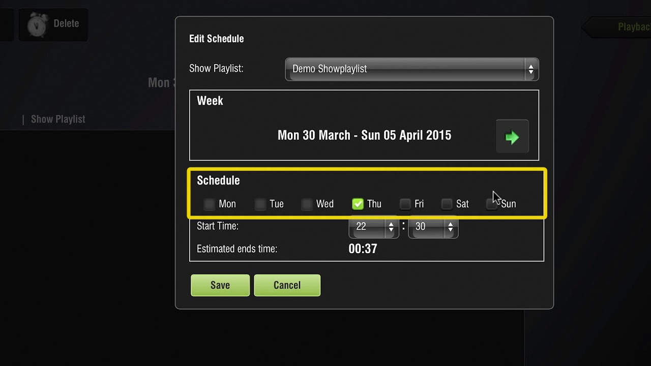 SERVER IMS1000 2000   Scheduling a Show Playlist