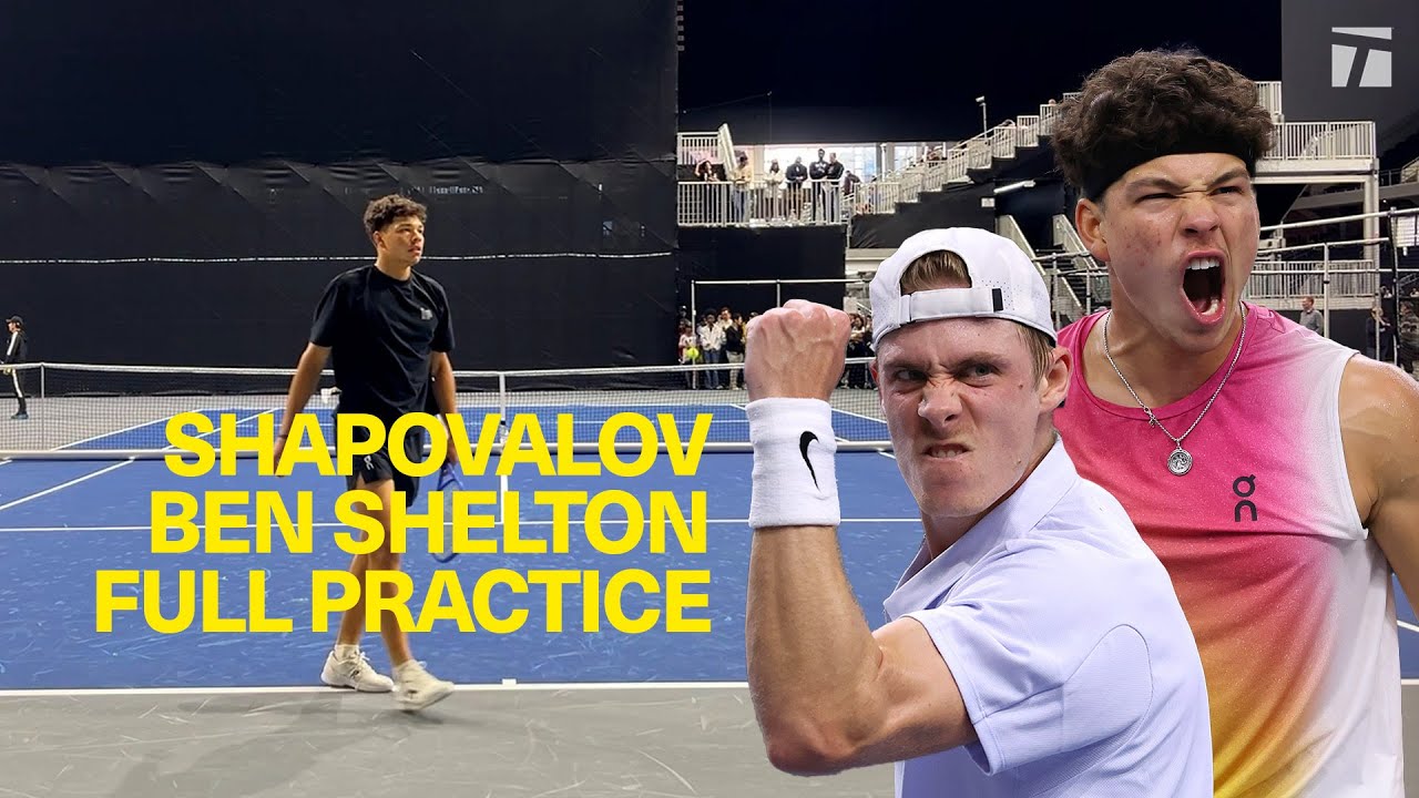 Ben Shelton's full practice with Denis Shapovalov from the 2025 Dallas Open