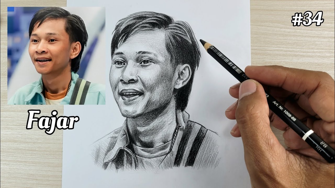 Menggambar Fajar Sadboy dengan Pensil | Sketsa Realistis