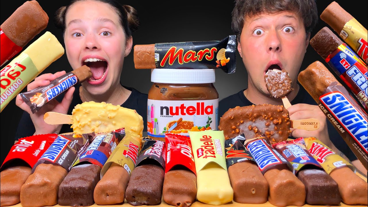 ASMR CHOCOLATE ICE CREAM BARS + NUTELLA MUKBANG EATING 먹방 Tati ASMR