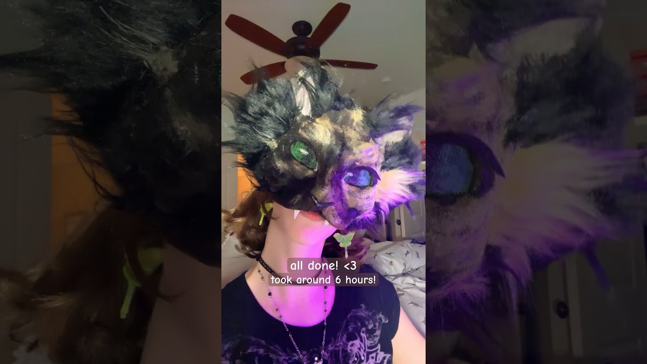 cat mask🌱🩷 second channel- @moon_quadrobics #antizoo#fauxfur#catmask#quadrobics#tortoiseshellcat