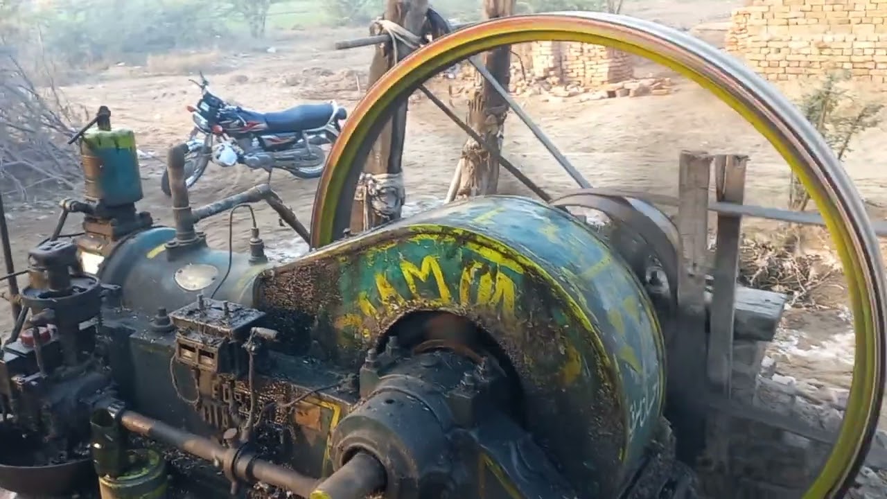 Beautiful Starting Old Black Diesel Engine 