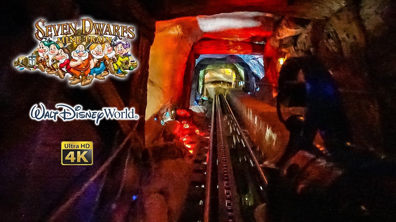 Seven Dwarfs Mine Train On Ride Low Light Front Seat Wide Angle 4K POV Walt Disney World 2023 01 25