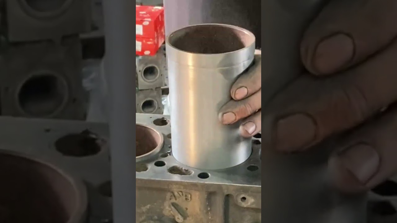Cylinder Sleeve Installation procedure in #shorts . #mercedes #diesel #engine #repair #video