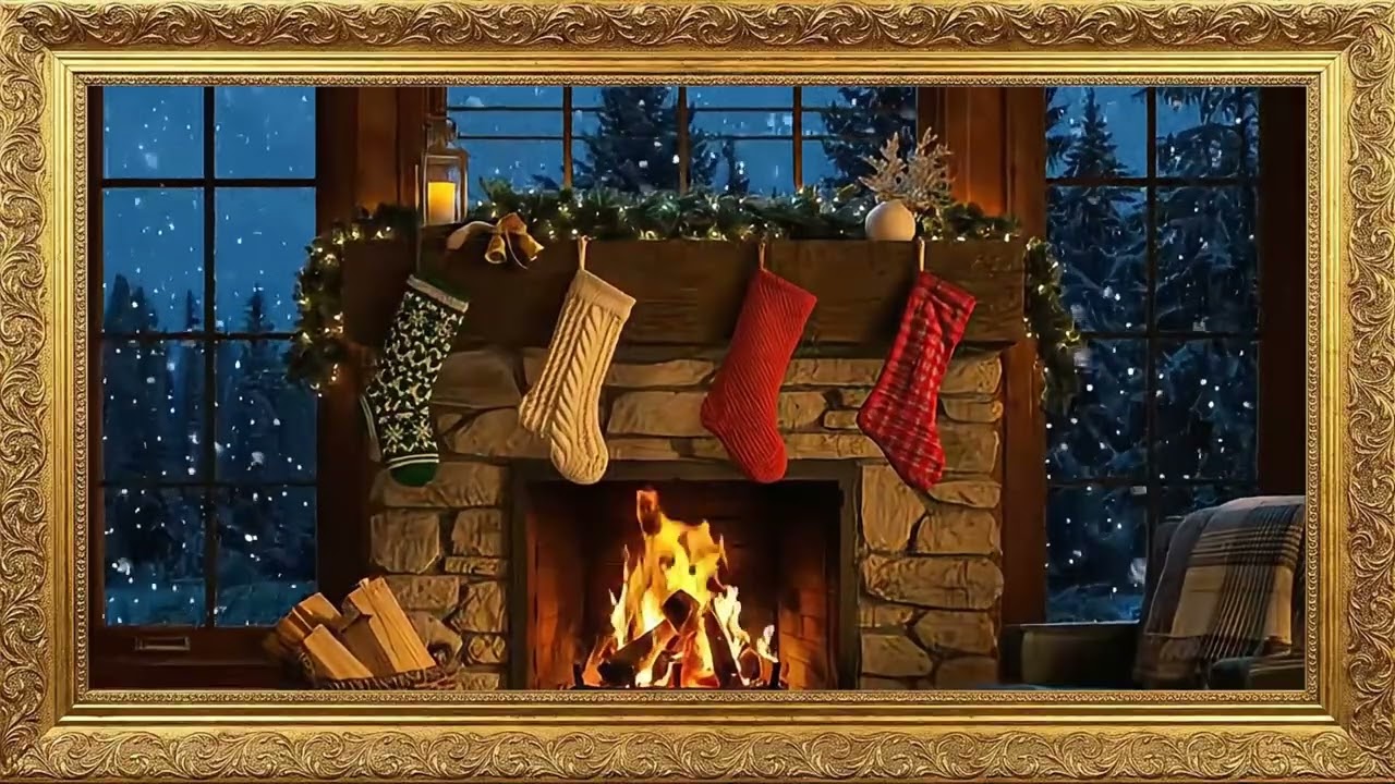 Frame TV Art Christmas By The Fireplace 🔥 Animated Holiday Comfort