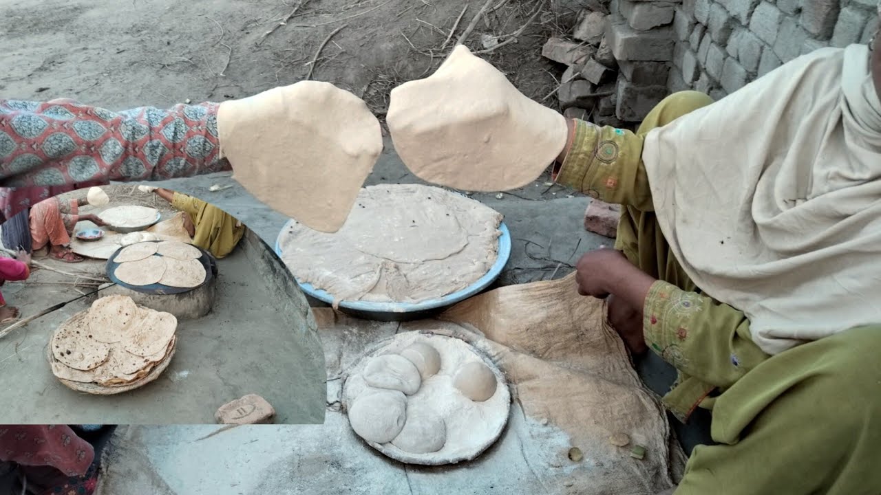 Game roti Village Living Traditional Sehri Ramdan Morning Sehri With Sham بڑی روٹی دونوں ہاتھ سے
