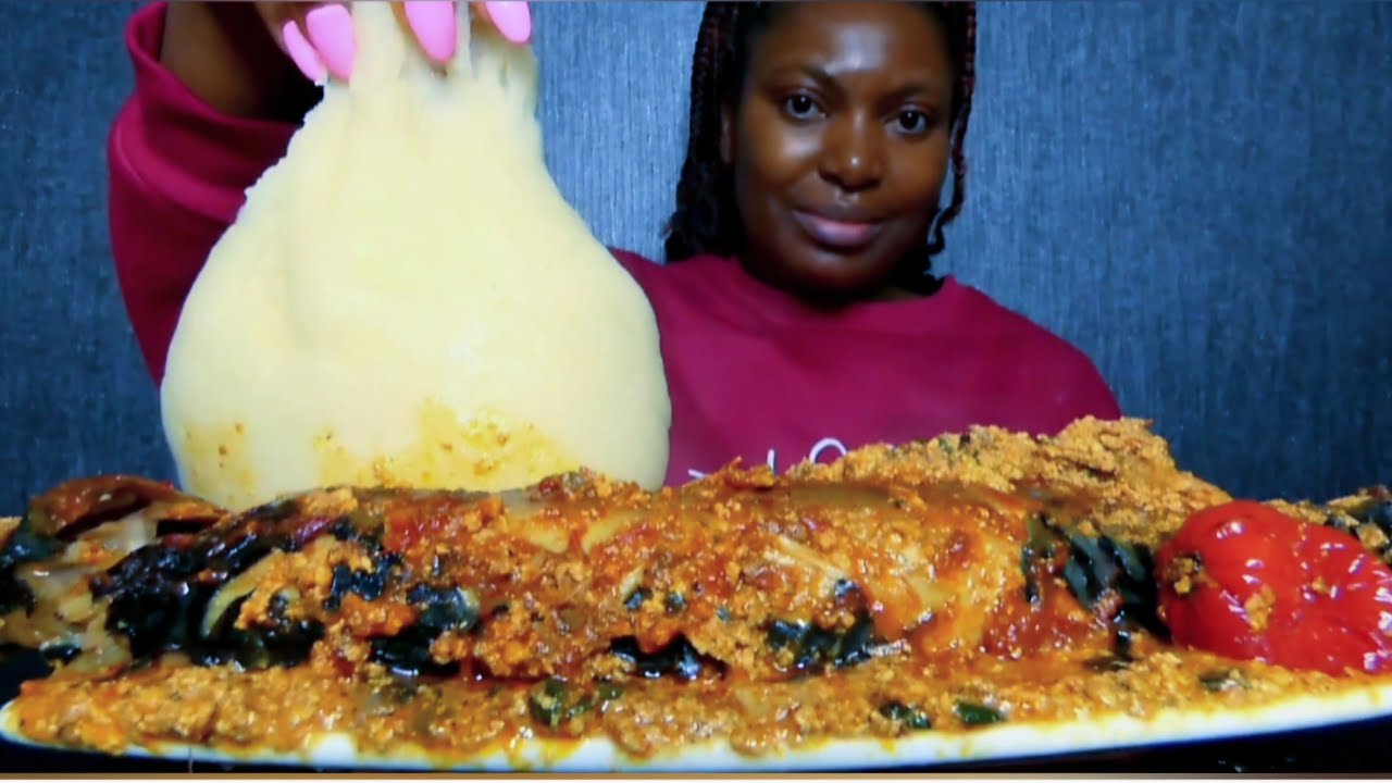 Asmr mukbang egusi soup with fufu