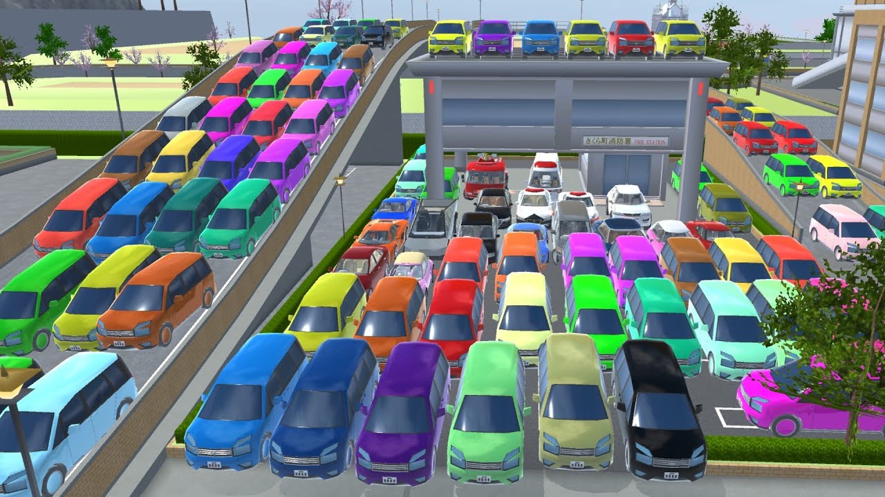 ALL RAINBOW COLOUR SUPER CAR COLLECTION 😱 AT SAKURA FIRE STATION 🌈🚒|SAKURA SCHOOL SIMULATOR #video 