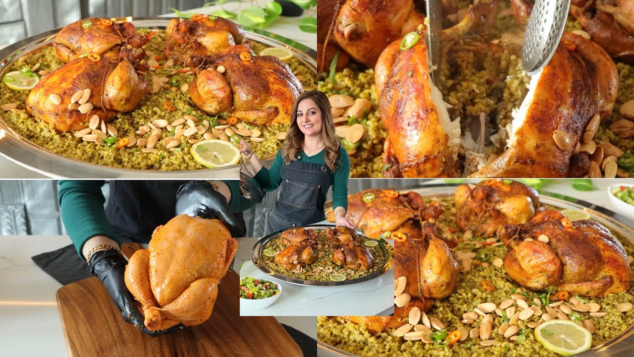 دجاج محشي فريكة 😋لعزومة بتبيض الوجه Chicken stuffed with freekeh
