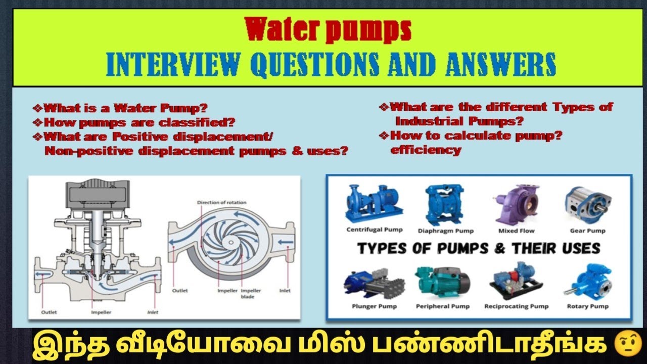Water pumps interview questions and answers #tamil
