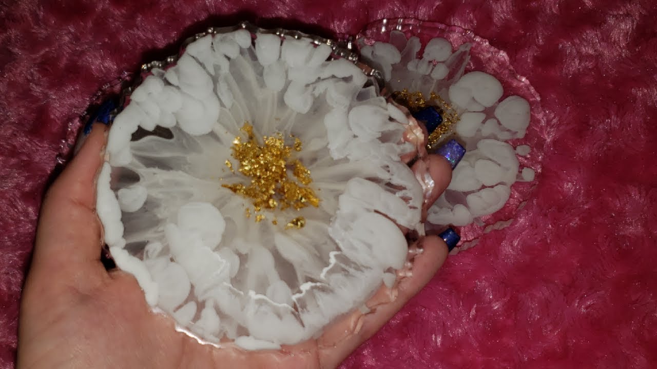 Resin Art Bloom Flower agate coasters demo / resin art for beginners
