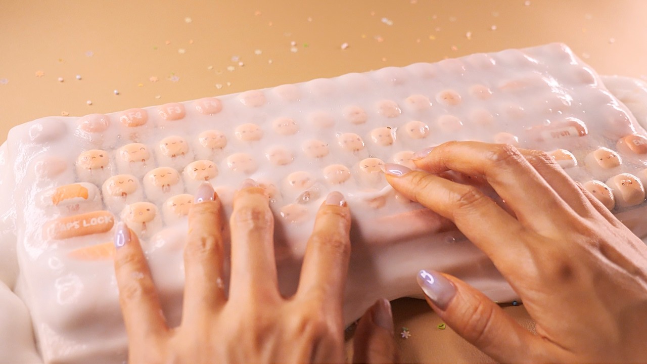 ASMR Satisfying Cute Bread Keyboard Cleaning for Sleep (No Talking)