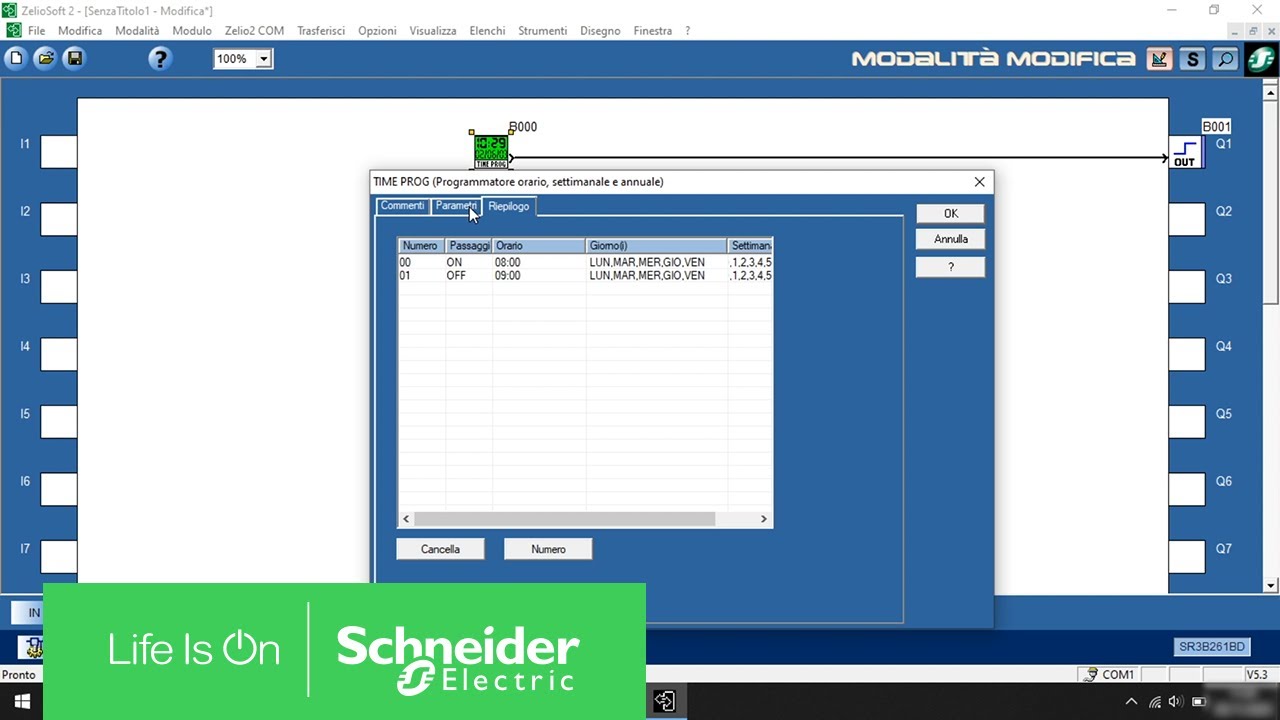 Come si parametrizza il blocco “TIME PROG” in FBD su Zelio Logic | Schneider Electric Italia