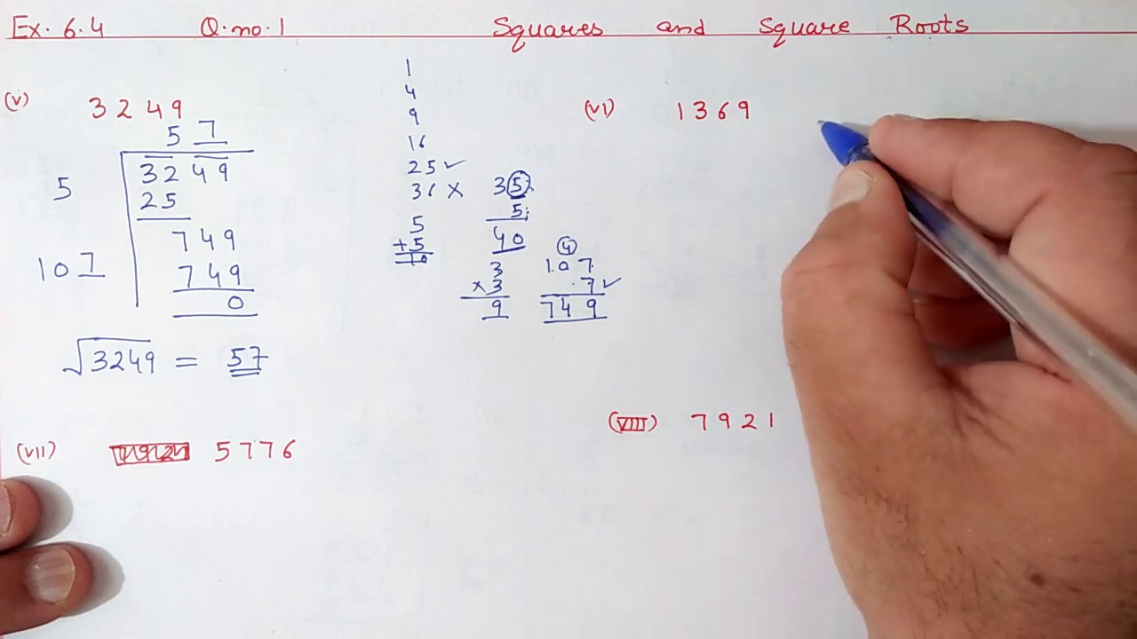 Ex.5.4 Q.1 {i-vi} Chapter:5 Squares and Square Roots | Ncert Maths Class 8 | Cbse.