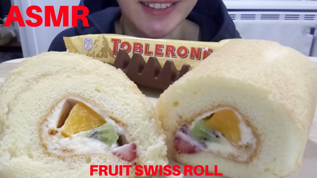 ASMR Fruit Swiss Roll and Toblerone | EATING SOUNDS (No Talking) [Mukbang] - YeeSu ASMR