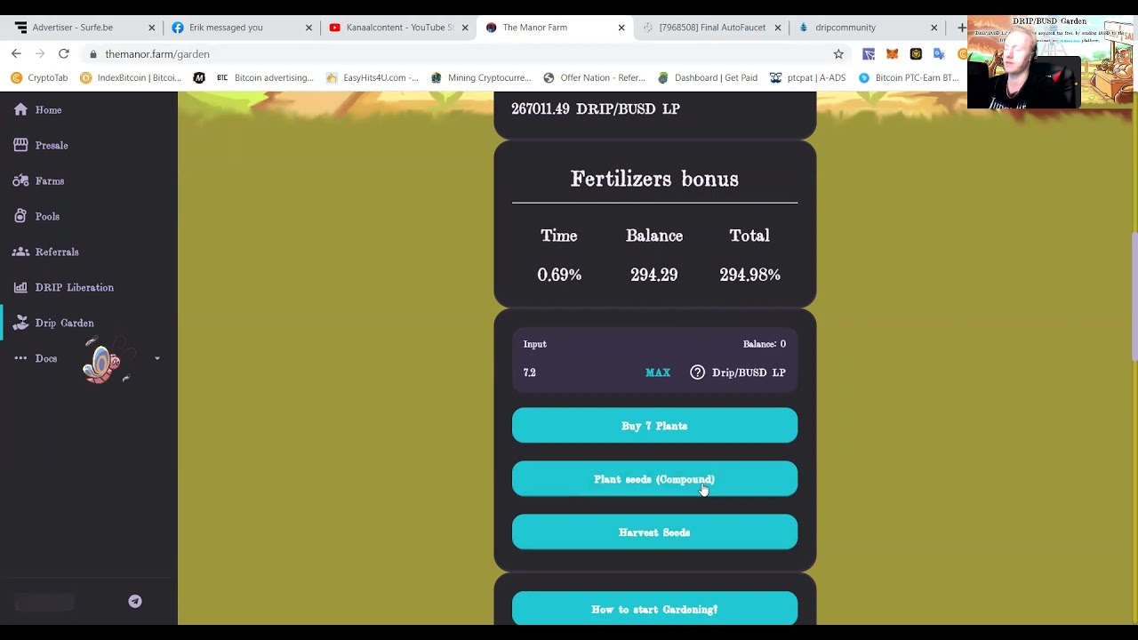 DRIP BUSD GARDEN GAME $1100 RECOMPOUND #PtcPat making %3 a day Growing Passive income The right way!