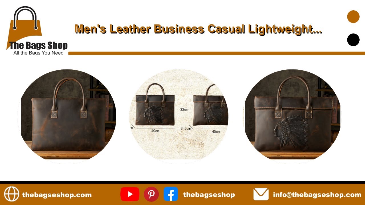 Men's Leather Business Casual Lightweight Briefcase 