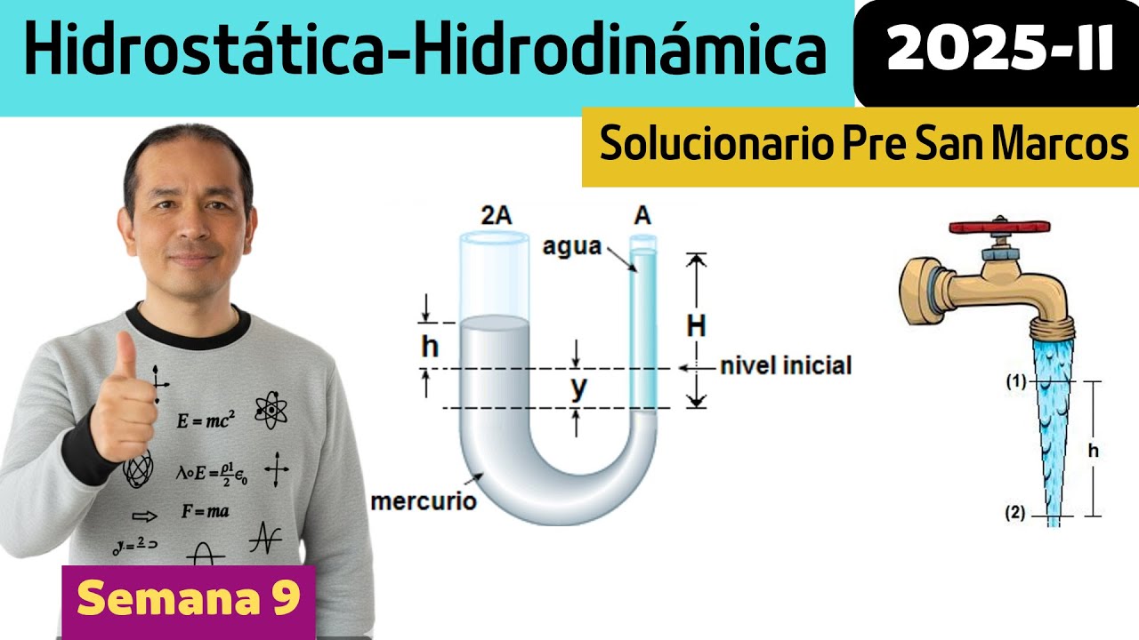 Solucionario:  Hidrostática e Hidrodinámica ( Pre San Marcos 2025-II)