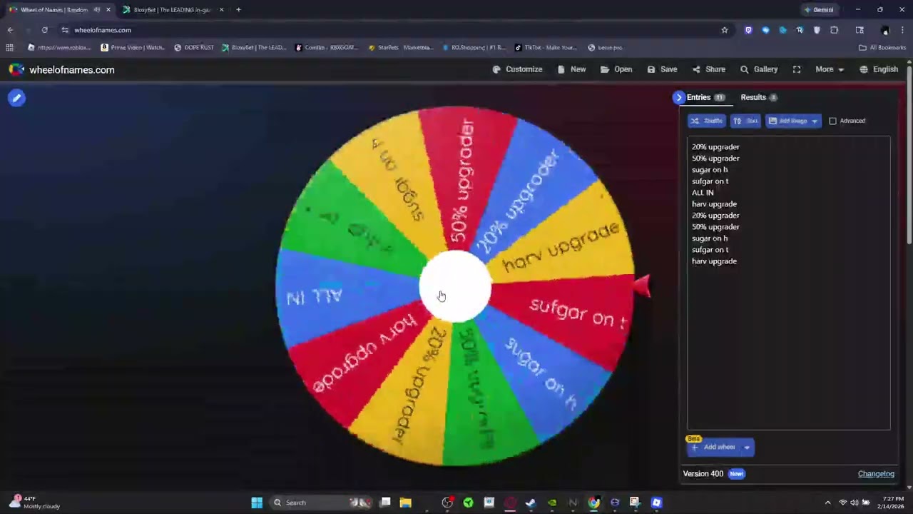 Bloxybet But the wheel desides what i do #bb #roblox