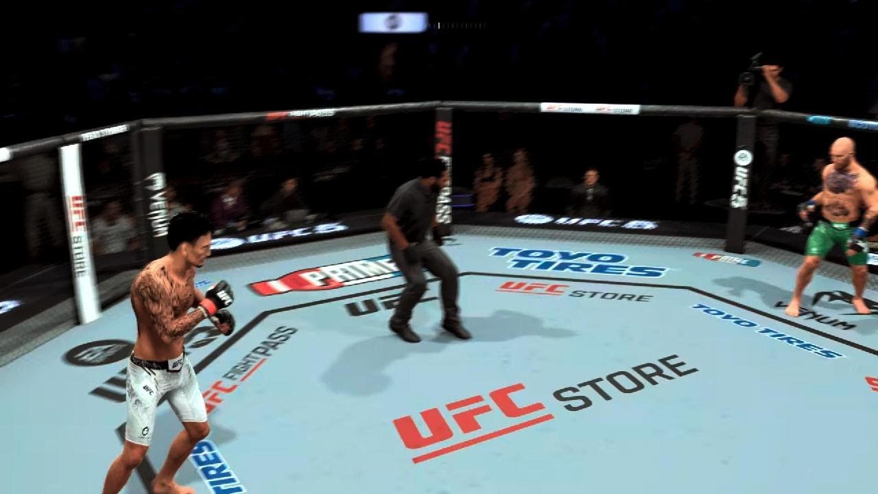 EA SPORTS UFC 5 McGregor ridiculous spinning elbow headkick combo flying knee spinning elbow KO