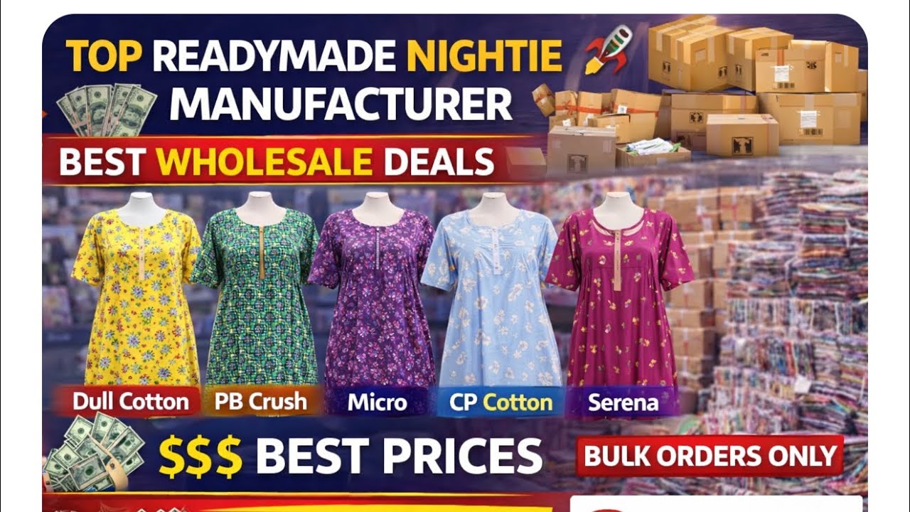 ₹67/- Only 🚩 🚩Readymade nighty (Gown) 🔥Cheapest price , pure Cotton readymade maxi 🏭🏭 Manufacturing 