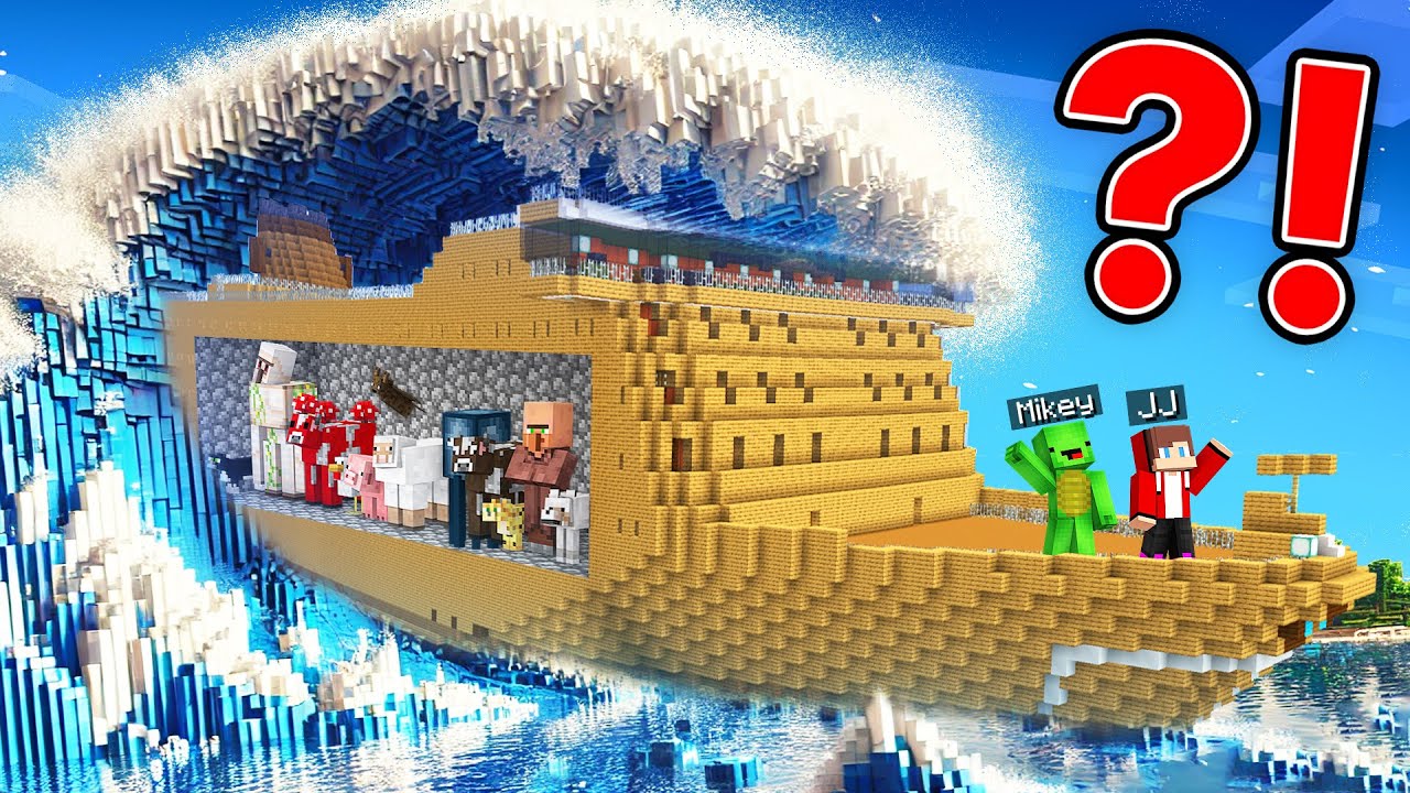 Mikey and JJ Built a Giant Ship to Survive the Tsunami in Minecraft (Maizen)