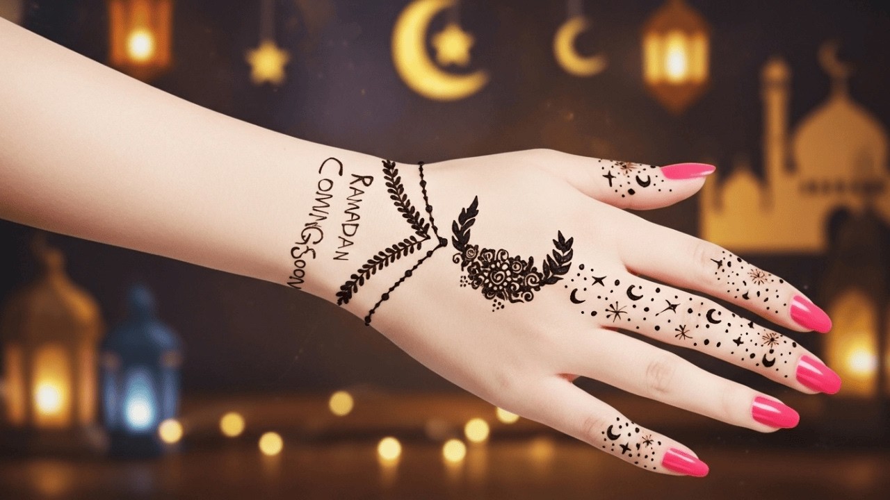 Ramadan Special Mehndi 🌙 | Easy Moon & Star Hand Design | Ramadan Coming Soon Mehndi ✨