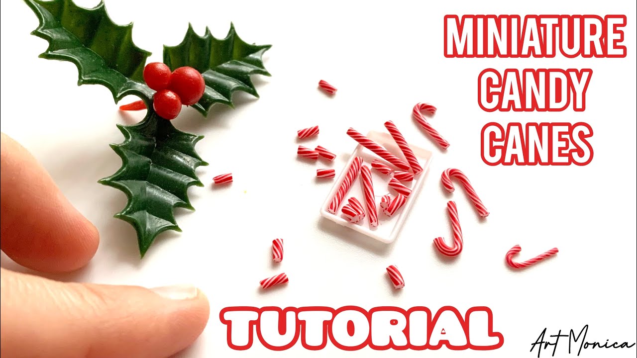 How to make miniature Christmas Candy Canes : Polymer Clay / DIY