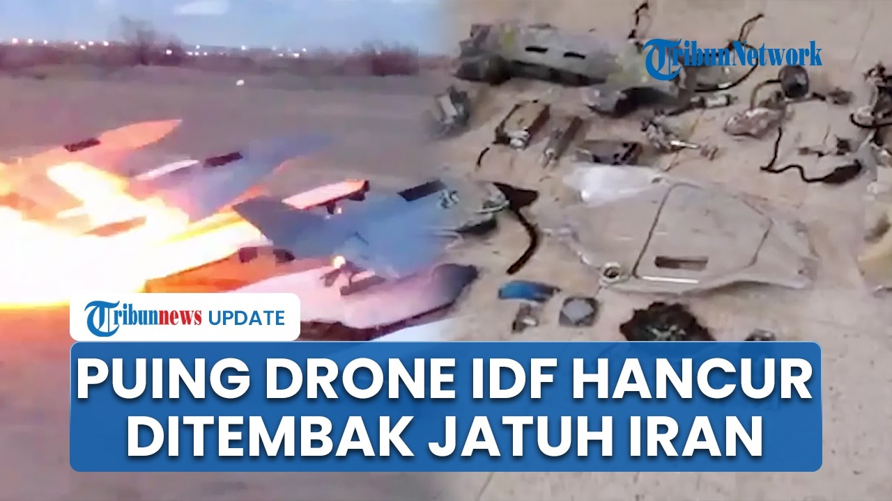 Penampakan Pecahan Puing Drone Israel Hancur seusai Ditembak Jatuh Rentetan Rudal Hipersonik Iran
