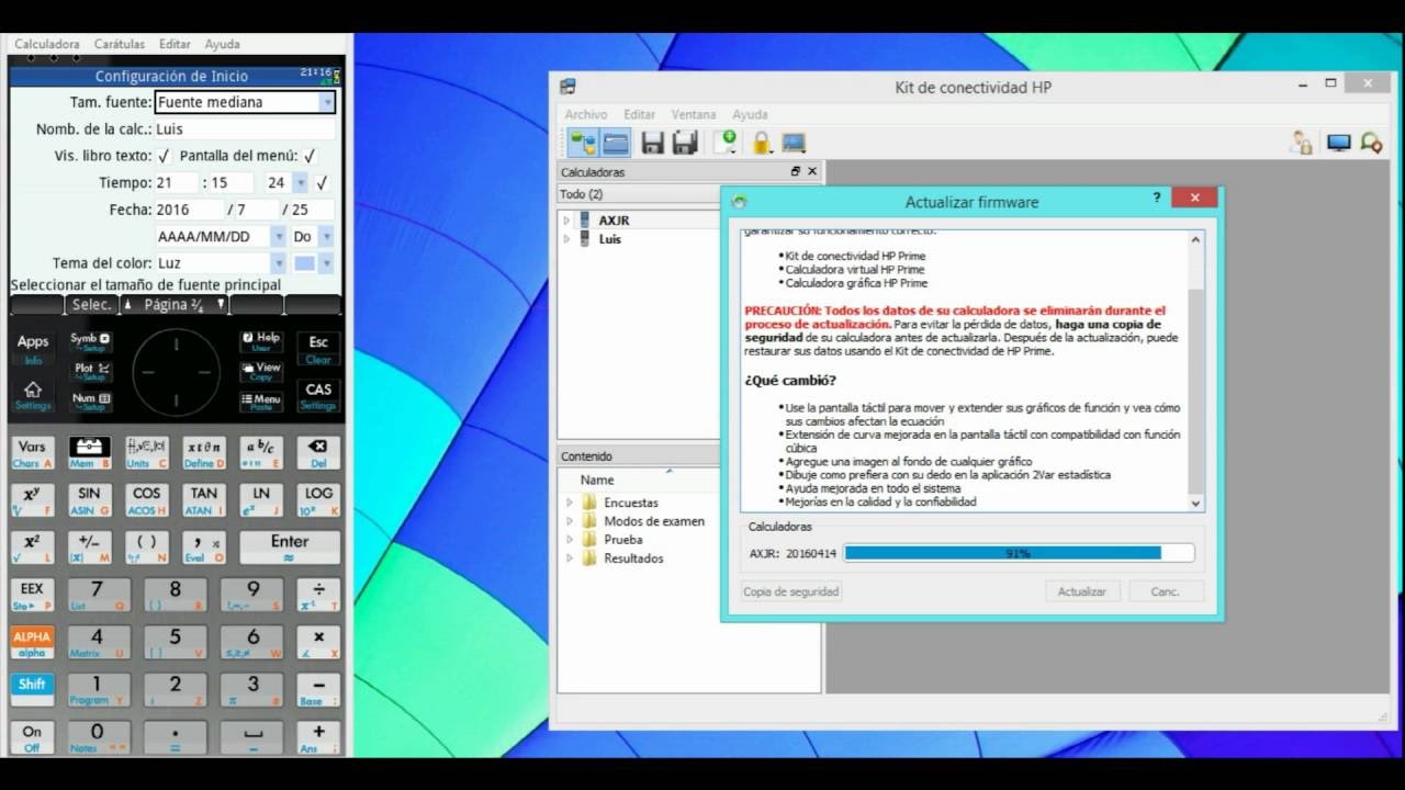 Instalar conectivity kit, calculadora virtual y real hp prime
