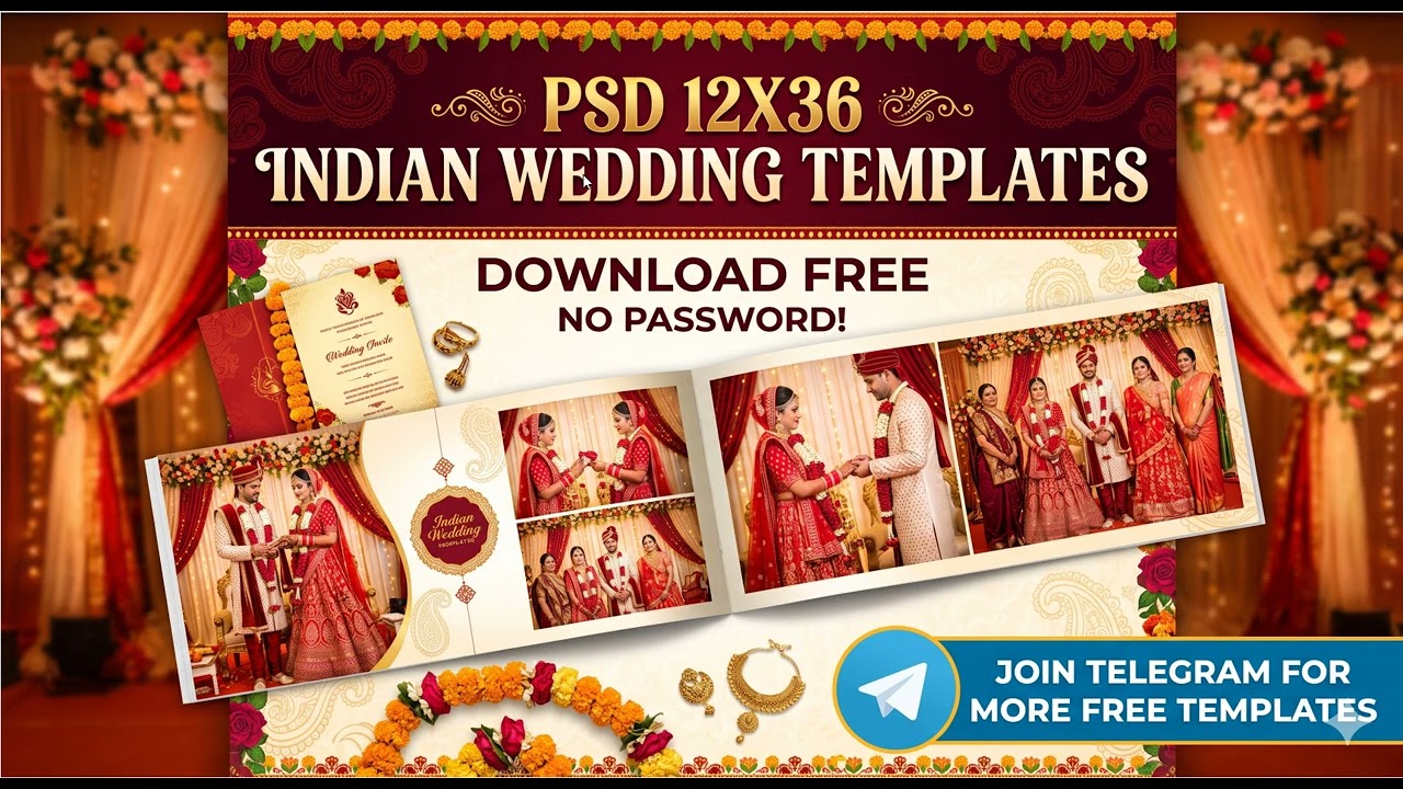 12x36 Wedding PSD Free Download | 2026 Latest Editable PSD Templates | NO PASSWORD | LIFETYME FREE .