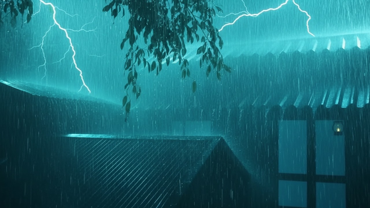 Звуки сильного дождя и грозы на жестяной крыше ⛈️ Расслабляющее ASMR для глубокого сна