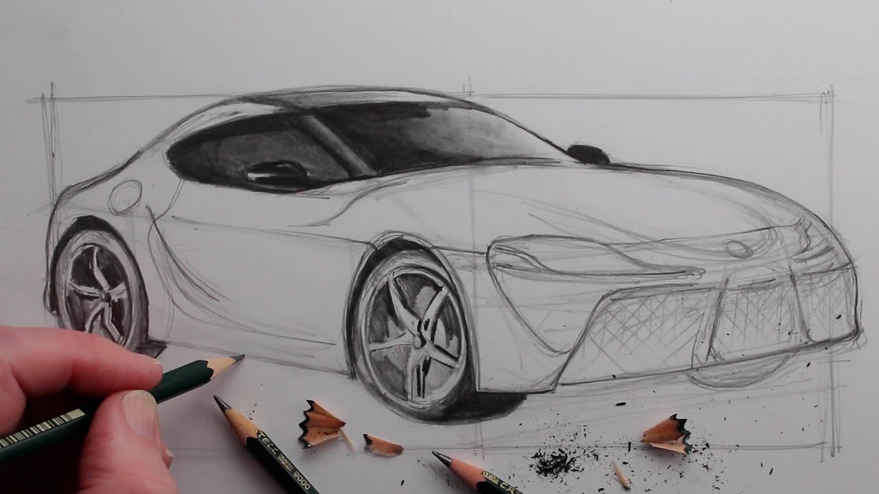 How to Draw a Realistic Car: Toyota Supra