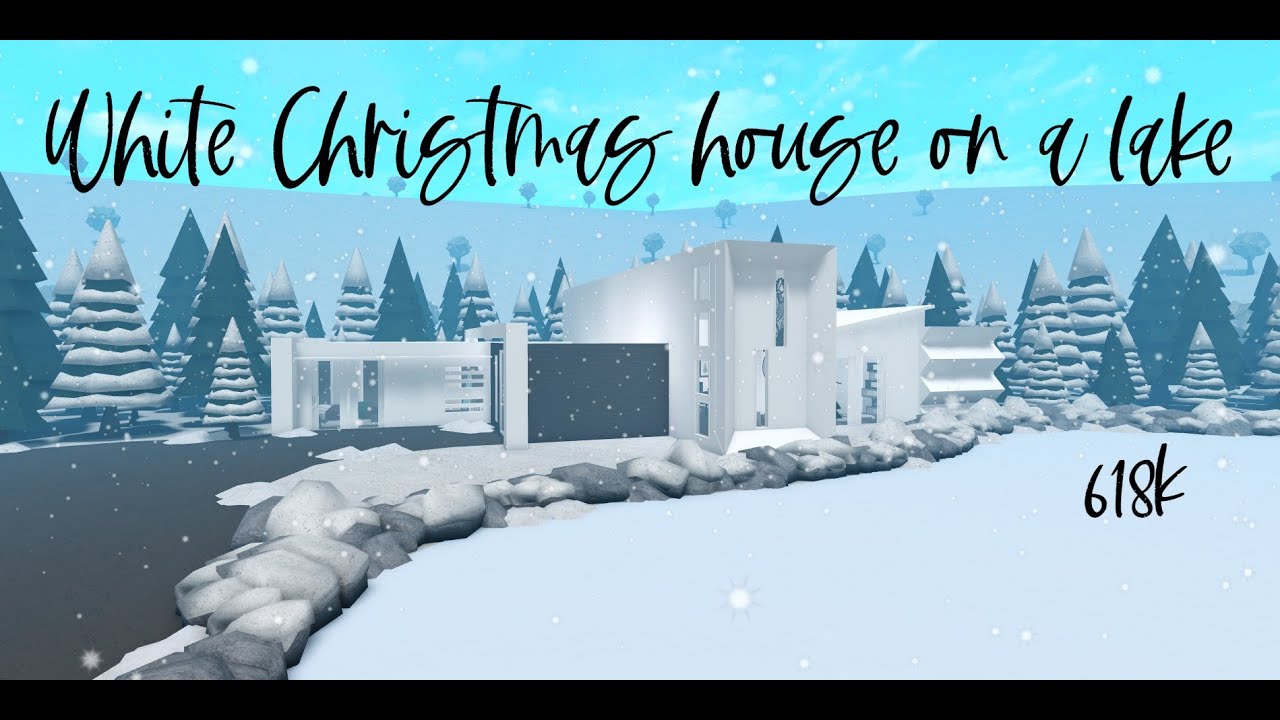 Modern Snowy Lakeside House - Roblox Bloxburg House Speed Build - (Part 1/2) - 618k