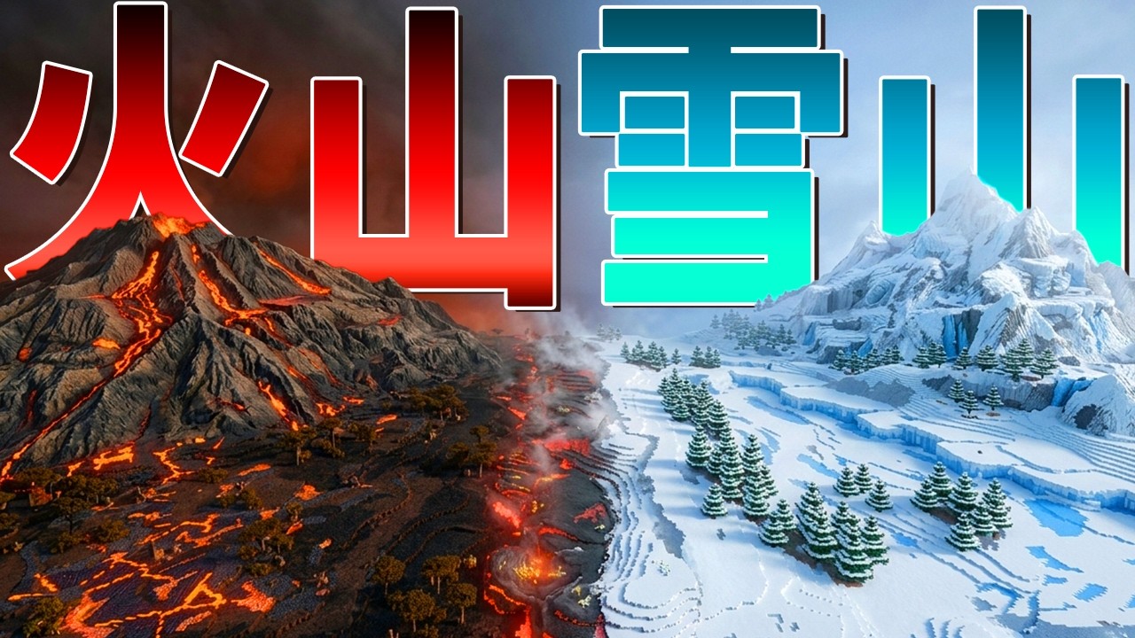 ５０人で火山ｖｓ雪山サバイバル攻城戦やってみた - マインクラフト【KUN】