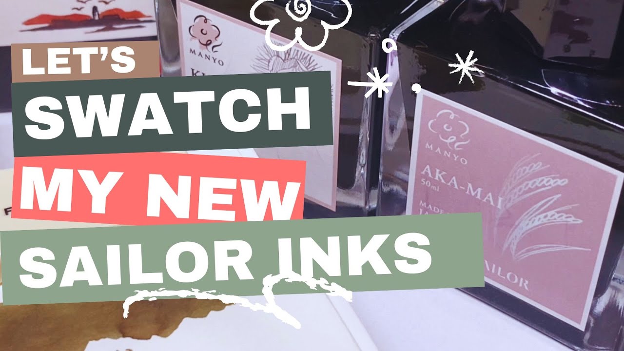 Swatching my New Sailor Manyo Fountain Pen Inks | MD Paper vs Sakae Tomoe River Paper | Kakimori