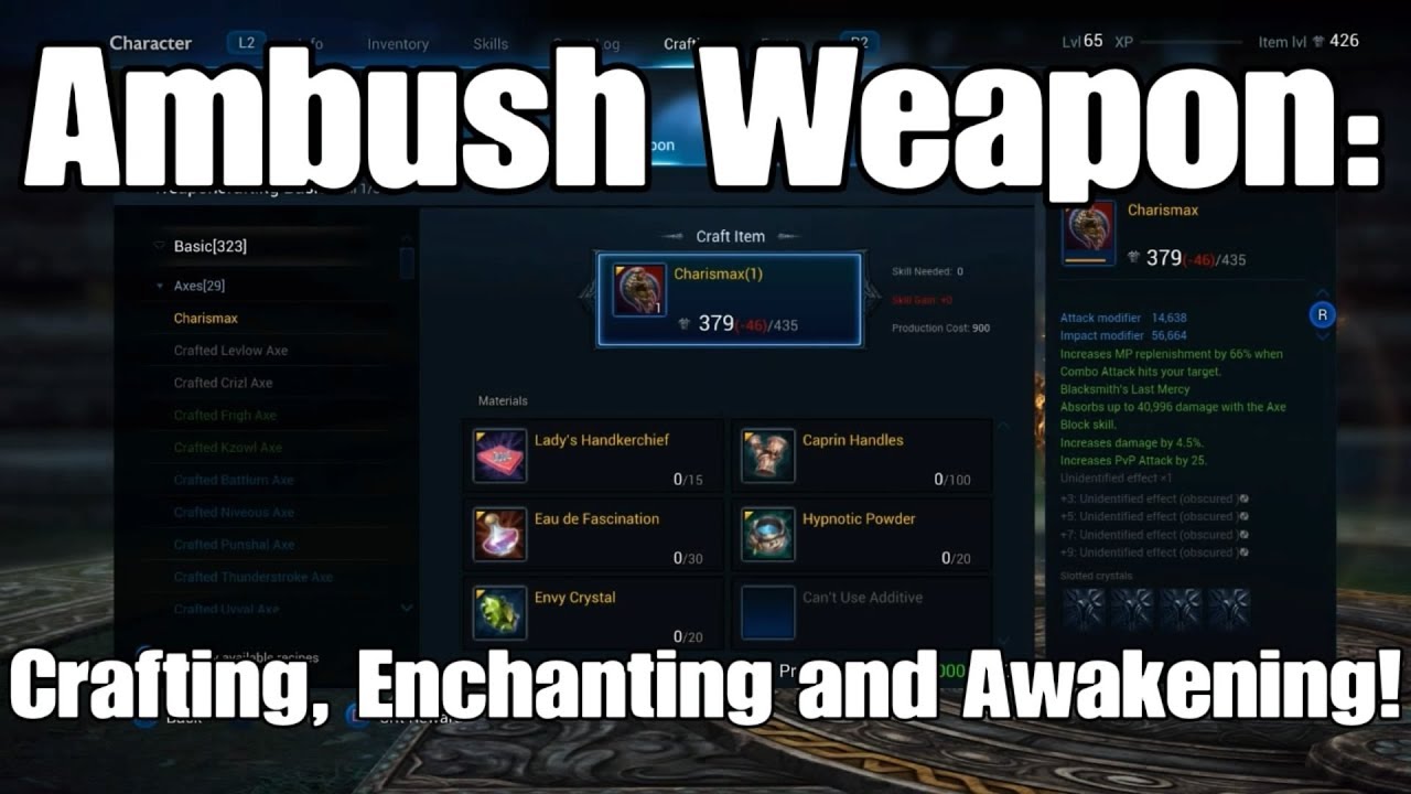 Tera PS4 - Ambush Weapon Crafting, Enchanting (+12) and Awakening!